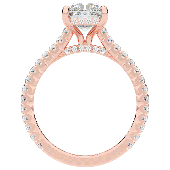 3.50CT.TW RADIANT LAB DIAMOND UNDERHALO SOLITAIRE TWO TONE ENGAGEMENT RING - Nazarelle