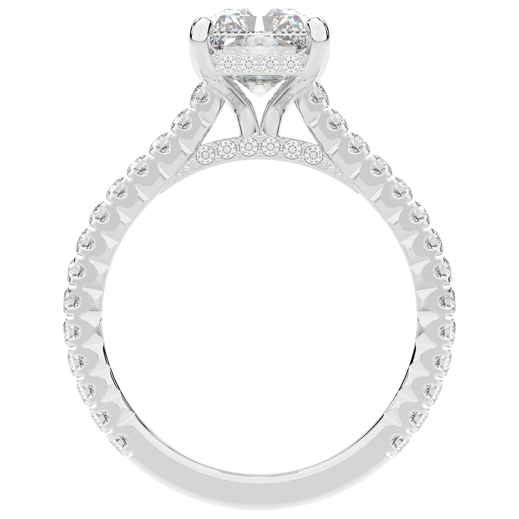 3.50CT.TW RADIANT LAB DIAMOND UNDERHALO SOLITAIRE TWO TONE ENGAGEMENT RING - Nazarelle