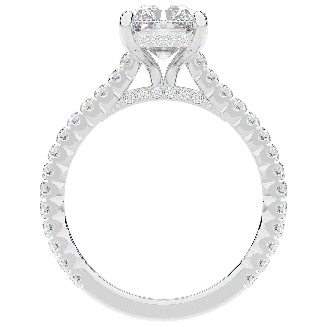 3.50CT.TW RADIANT LAB DIAMOND UNDERHALO SOLITAIRE TWO TONE ENGAGEMENT RING - Nazarelle
