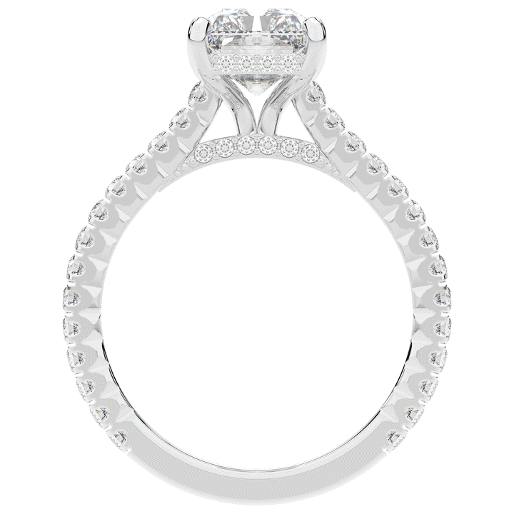 3.50CT.TW RADIANT LAB DIAMOND UNDERHALO SOLITAIRE TWO TONE ENGAGEMENT RING - Nazarelle