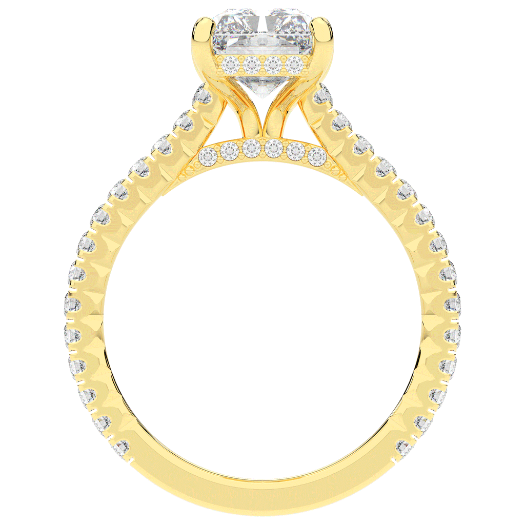 3.50CT.TW RADIANT LAB DIAMOND UNDERHALO SOLITAIRE TWO TONE ENGAGEMENT RING - Nazarelle