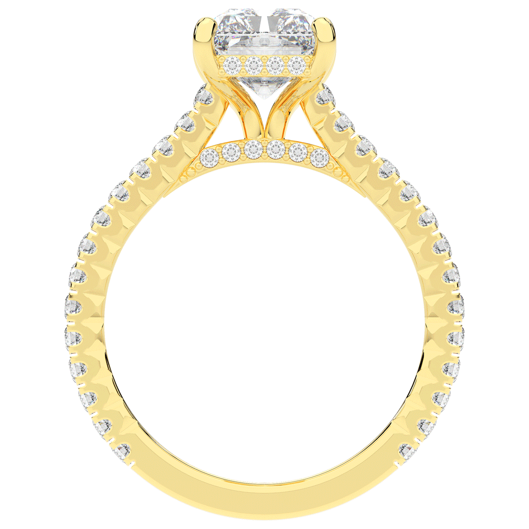 3.50CT.TW RADIANT LAB DIAMOND UNDERHALO SOLITAIRE TWO TONE ENGAGEMENT RING - Nazarelle