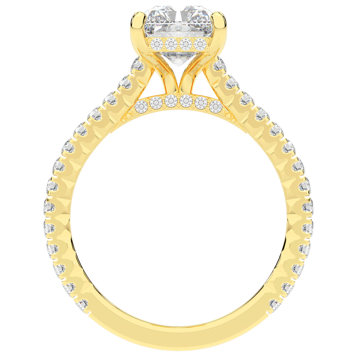 3.50CT.TW RADIANT LAB DIAMOND UNDERHALO SOLITAIRE TWO TONE ENGAGEMENT RING - Nazarelle