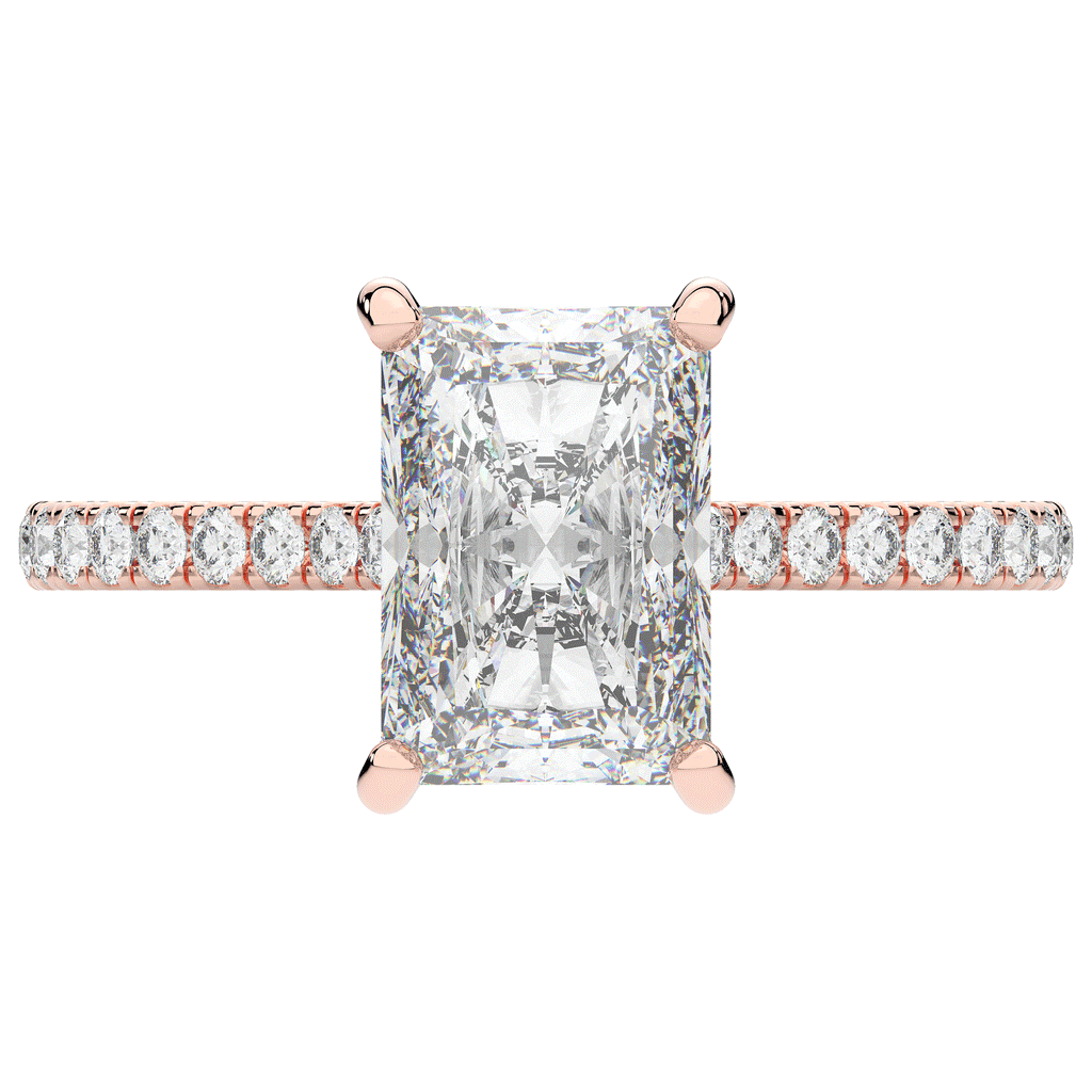 3.50CT.TW RADIANT LAB DIAMOND UNDERHALO SOLITAIRE TWO TONE ENGAGEMENT RING - Nazarelle