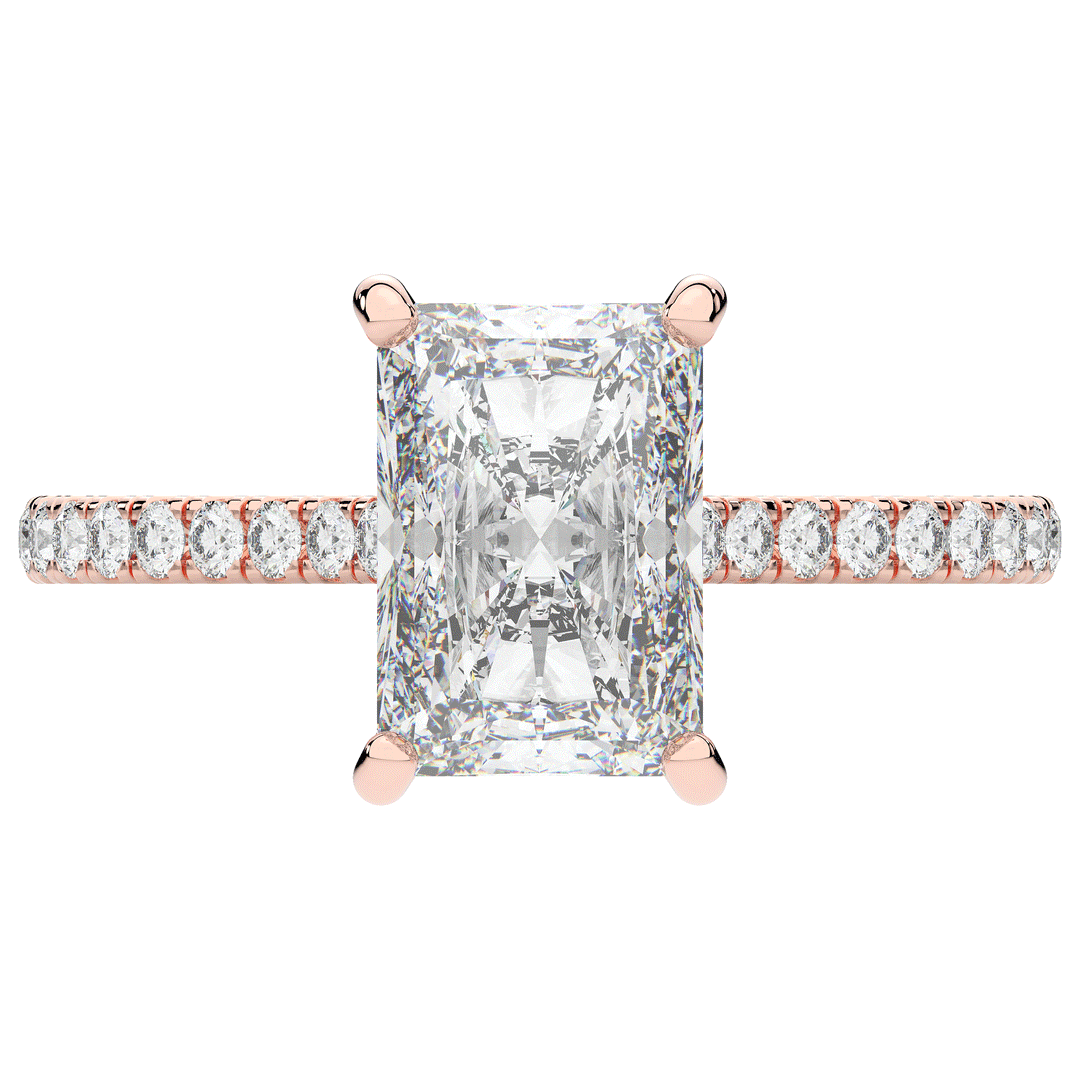 3.50CT.TW RADIANT LAB DIAMOND UNDERHALO SOLITAIRE TWO TONE ENGAGEMENT RING - Nazarelle