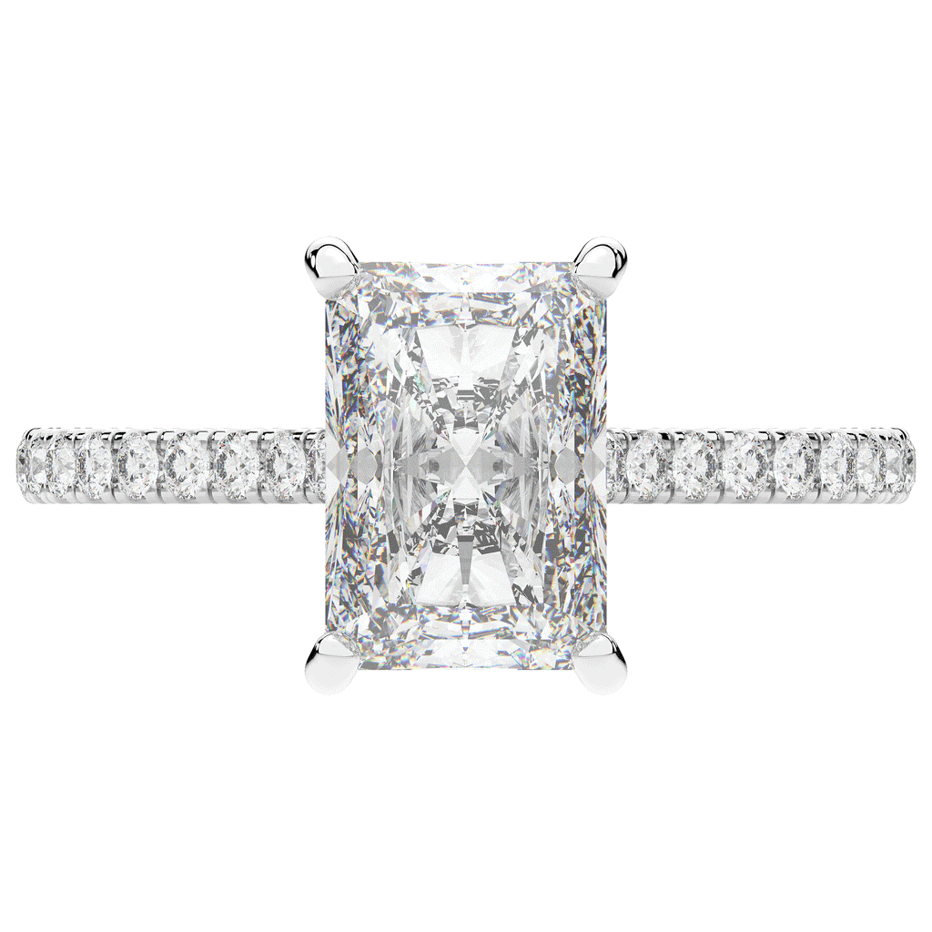 3.50CT.TW RADIANT LAB DIAMOND UNDERHALO SOLITAIRE TWO TONE ENGAGEMENT RING - Nazarelle