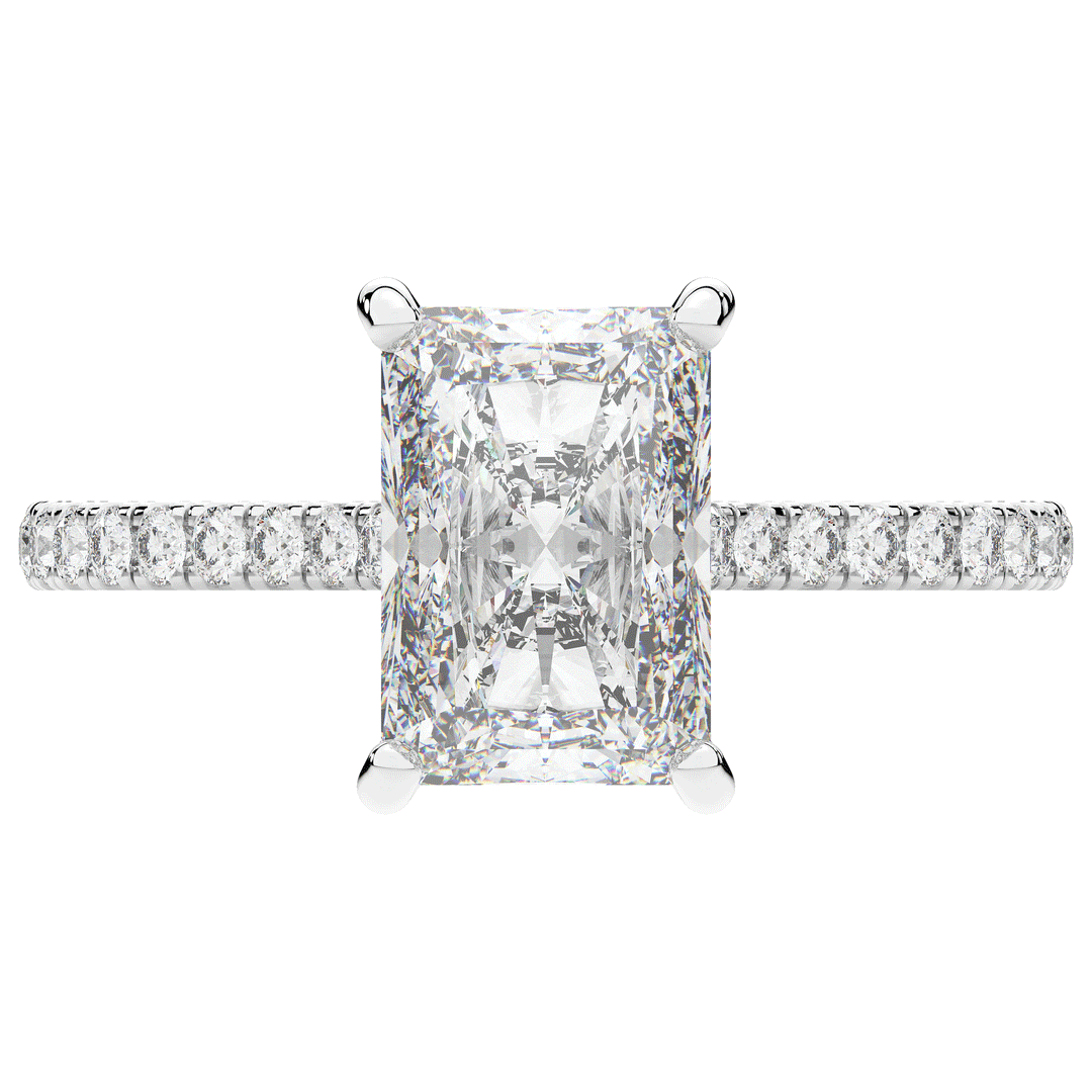3.50CT.TW RADIANT LAB DIAMOND UNDERHALO SOLITAIRE TWO TONE ENGAGEMENT RING - Nazarelle