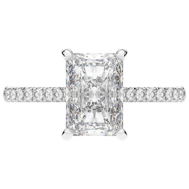 3.50CT.TW RADIANT LAB DIAMOND UNDERHALO SOLITAIRE TWO TONE ENGAGEMENT RING - Nazarelle
