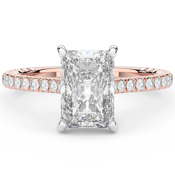 3.50CT.TW RADIANT LAB DIAMOND UNDERHALO SOLITAIRE TWO TONE ENGAGEMENT RING - Nazarelle
