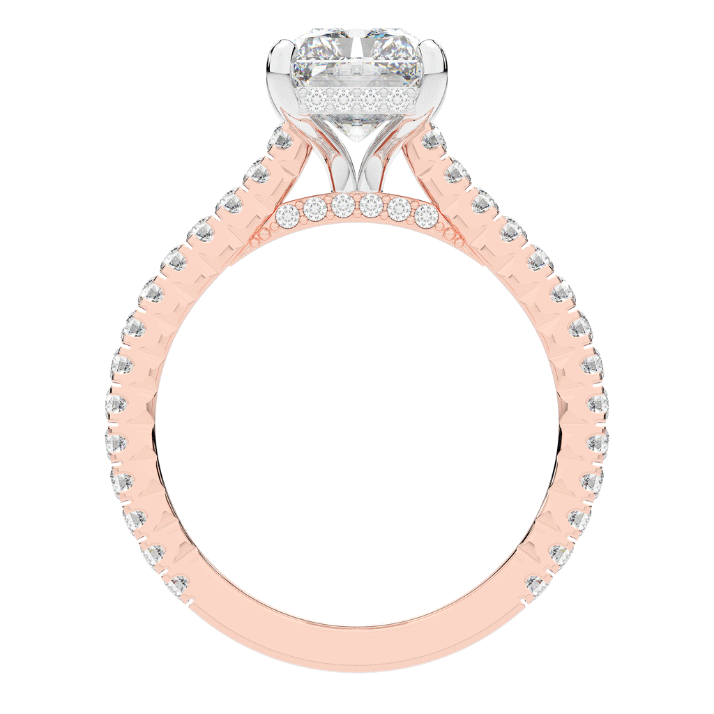 3.50CT.TW RADIANT LAB DIAMOND UNDERHALO SOLITAIRE TWO TONE ENGAGEMENT RING - Nazarelle