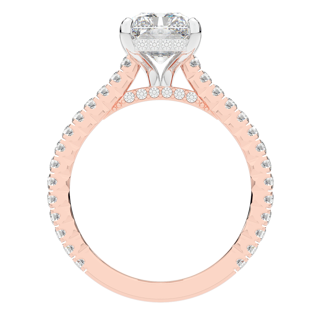 3.50CT.TW RADIANT LAB DIAMOND UNDERHALO SOLITAIRE TWO TONE ENGAGEMENT RING - Nazarelle