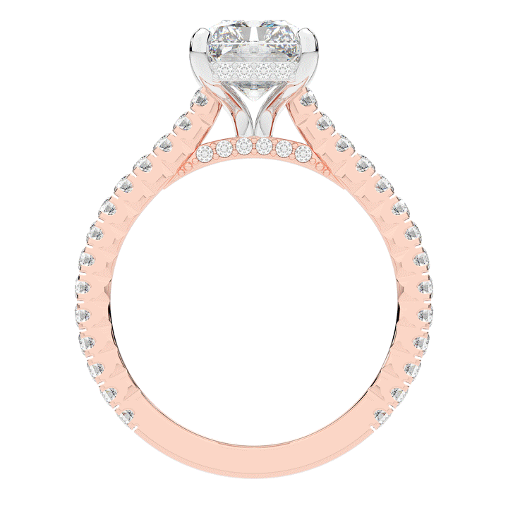 3.50CT.TW RADIANT LAB DIAMOND UNDERHALO SOLITAIRE TWO TONE ENGAGEMENT RING - Nazarelle