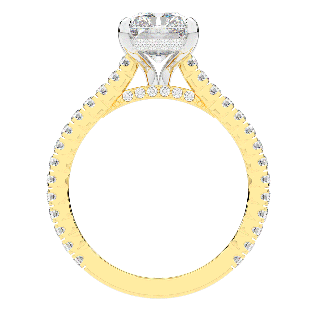 3.50CT.TW RADIANT LAB DIAMOND UNDERHALO SOLITAIRE TWO TONE ENGAGEMENT RING - Nazarelle
