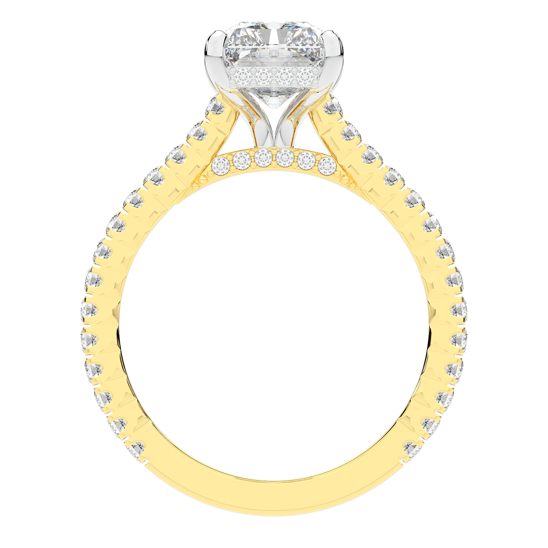 3.50CT.TW RADIANT LAB DIAMOND UNDERHALO SOLITAIRE TWO TONE ENGAGEMENT RING - Nazarelle