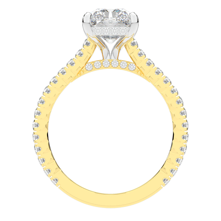 3.50CT.TW RADIANT LAB DIAMOND UNDERHALO SOLITAIRE TWO TONE ENGAGEMENT RING - Nazarelle