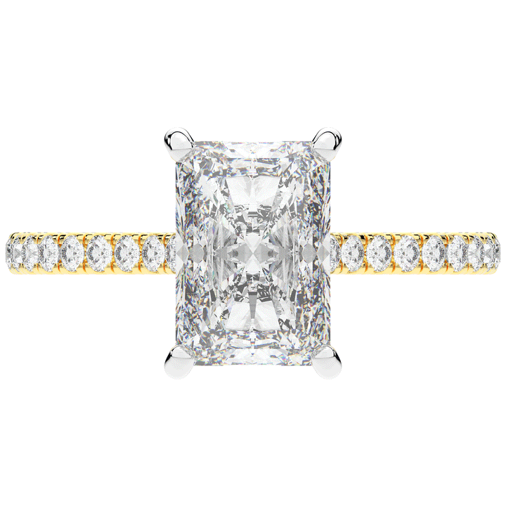 3.50CT.TW RADIANT LAB DIAMOND UNDERHALO SOLITAIRE TWO TONE ENGAGEMENT RING - Nazarelle