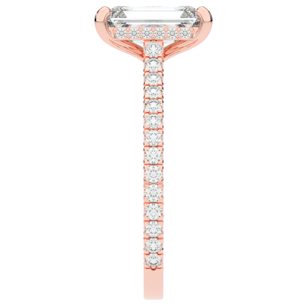 3.50CT.TW EMERALD CUT LAB DIAMOND UNDERHALO SOLITAIRE ENGAGEMENT RING - Nazarelle