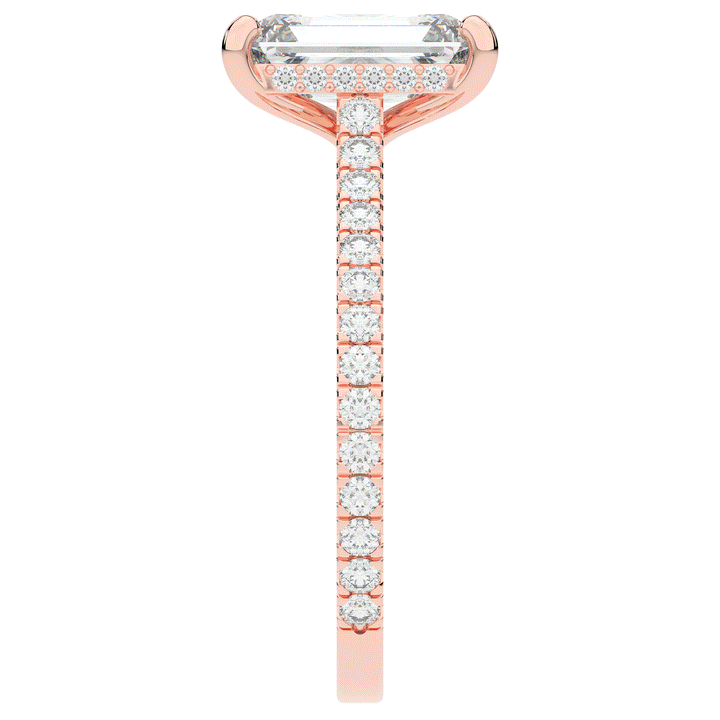 3.50CT.TW EMERALD CUT LAB DIAMOND UNDERHALO SOLITAIRE ENGAGEMENT RING - Nazarelle