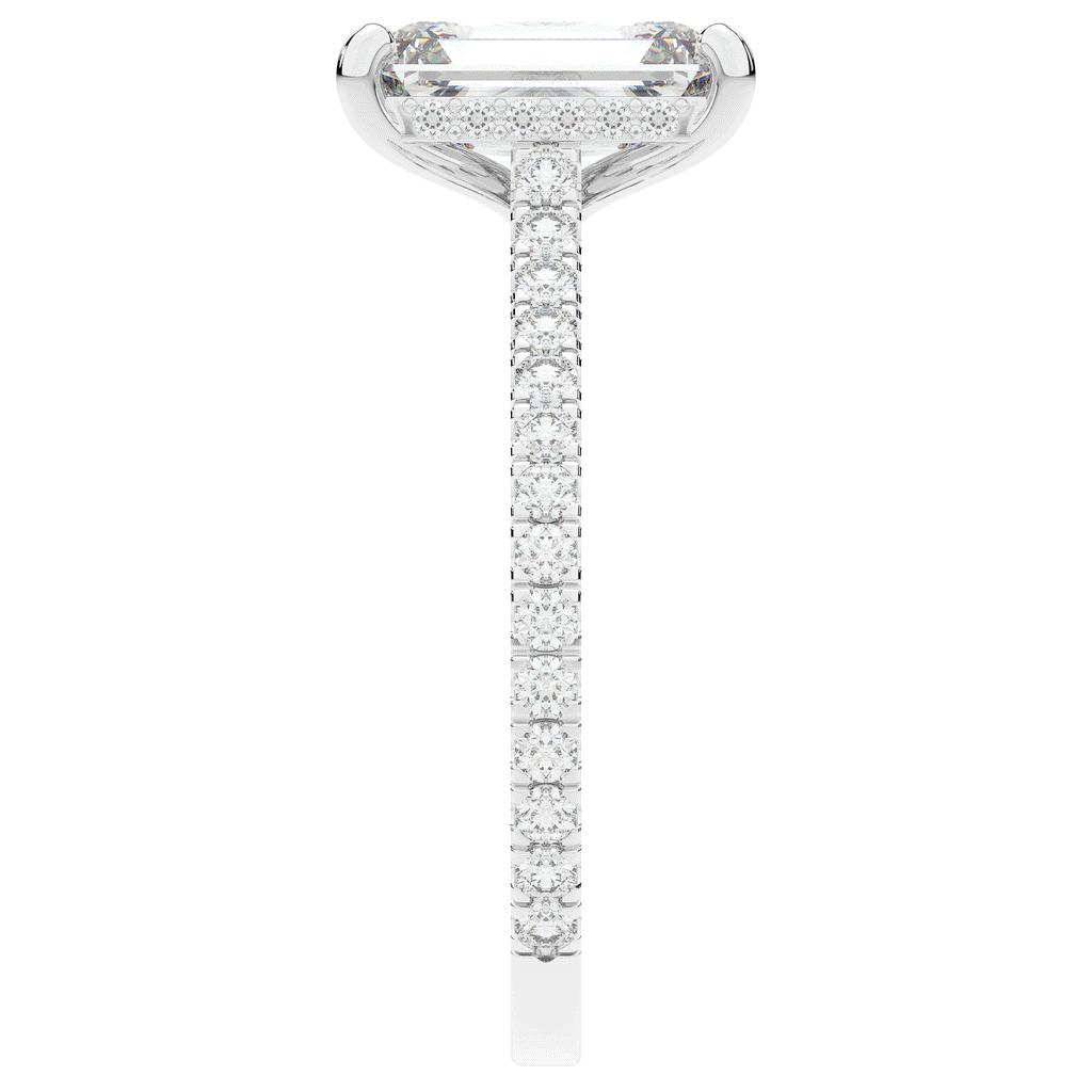 3.50CT.TW EMERALD CUT LAB DIAMOND UNDERHALO SOLITAIRE ENGAGEMENT RING - Nazarelle