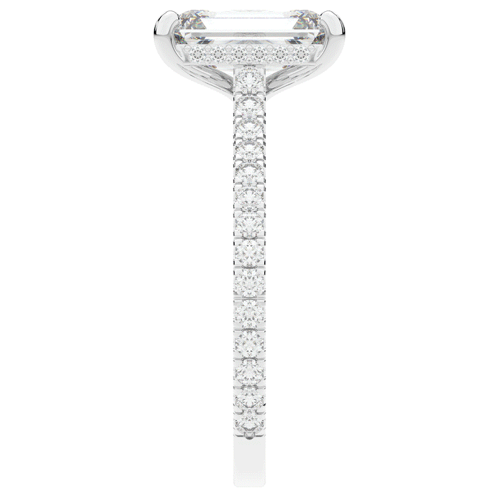 3.50CT.TW EMERALD CUT LAB DIAMOND UNDERHALO SOLITAIRE ENGAGEMENT RING - Nazarelle