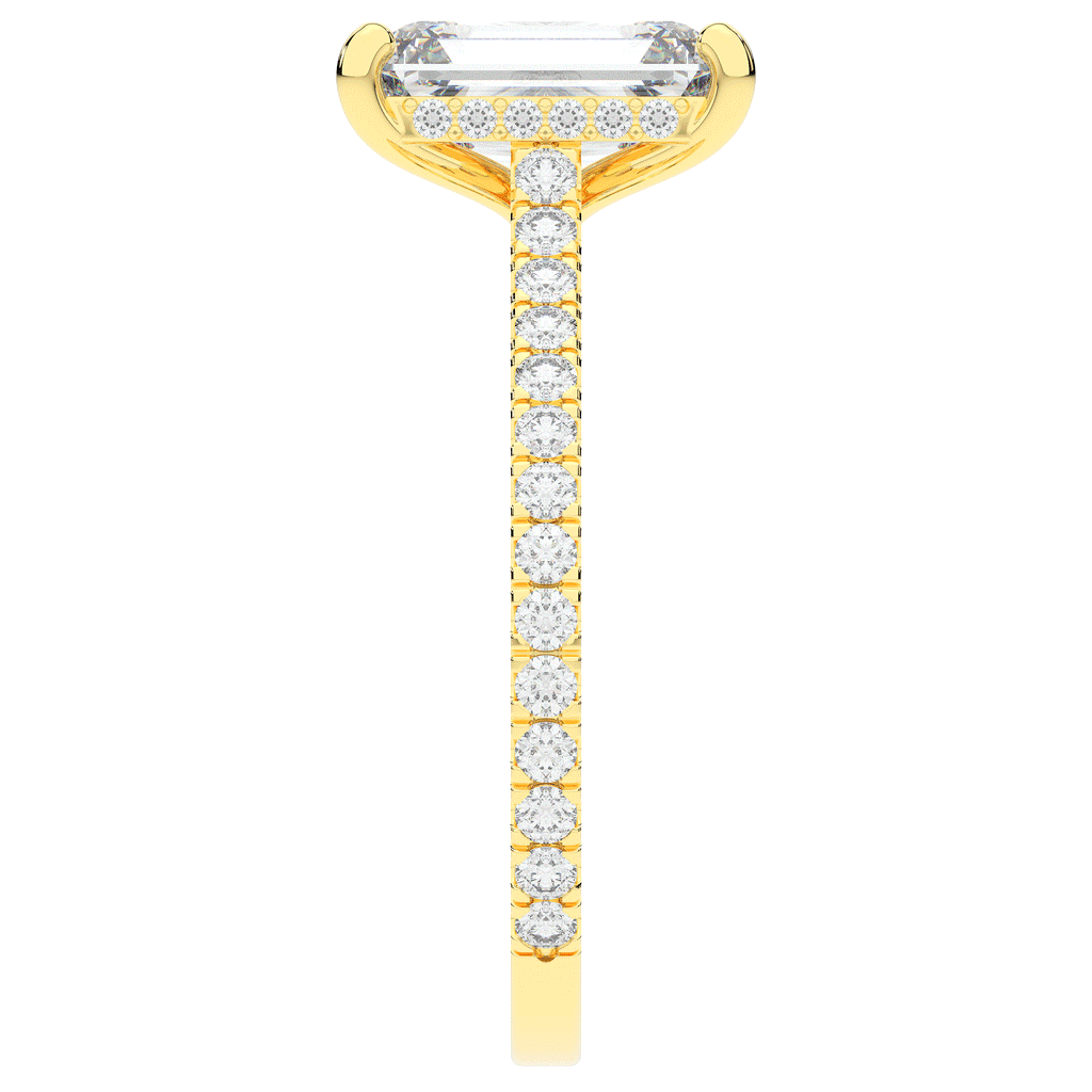 3.50CT.TW EMERALD CUT LAB DIAMOND UNDERHALO SOLITAIRE ENGAGEMENT RING - Nazarelle