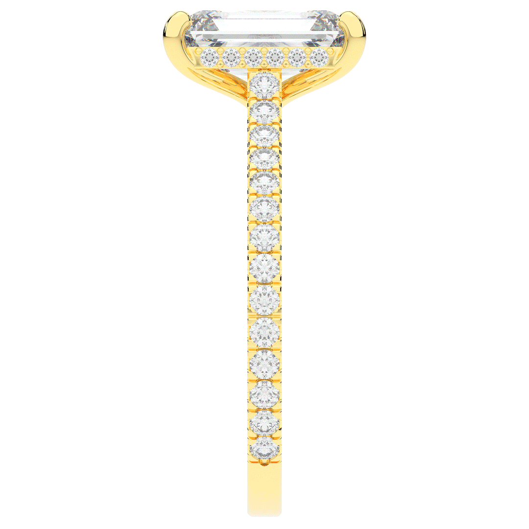 3.50CT.TW EMERALD CUT LAB DIAMOND UNDERHALO SOLITAIRE ENGAGEMENT RING - Nazarelle
