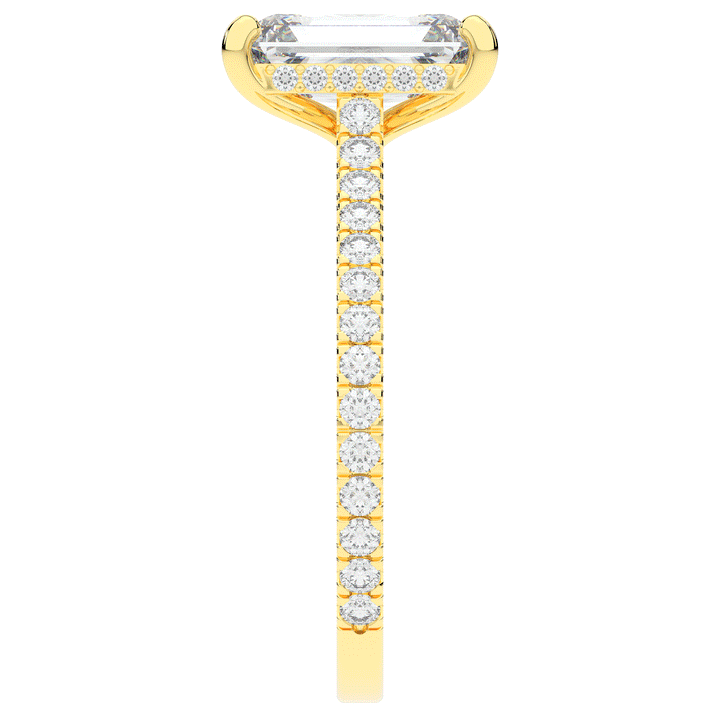 3.50CT.TW EMERALD CUT LAB DIAMOND UNDERHALO SOLITAIRE ENGAGEMENT RING - Nazarelle