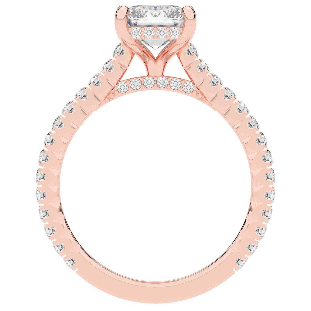 3.50CT.TW EMERALD CUT LAB DIAMOND UNDERHALO SOLITAIRE ENGAGEMENT RING - Nazarelle