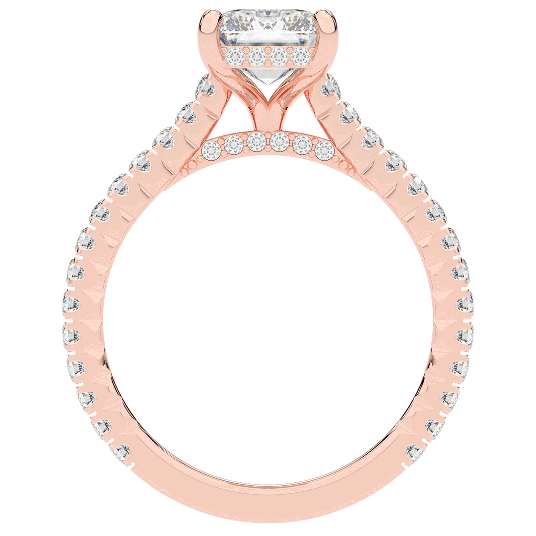 3.50CT.TW EMERALD CUT LAB DIAMOND UNDERHALO SOLITAIRE ENGAGEMENT RING - Nazarelle