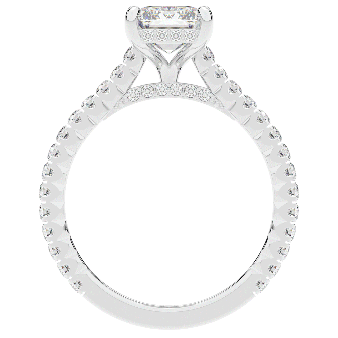 3.50CT.TW EMERALD CUT LAB DIAMOND UNDERHALO SOLITAIRE ENGAGEMENT RING - Nazarelle