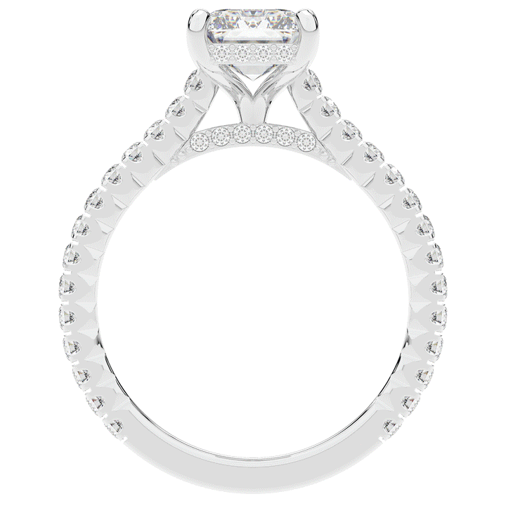 3.50CT.TW EMERALD CUT LAB DIAMOND UNDERHALO SOLITAIRE ENGAGEMENT RING - Nazarelle