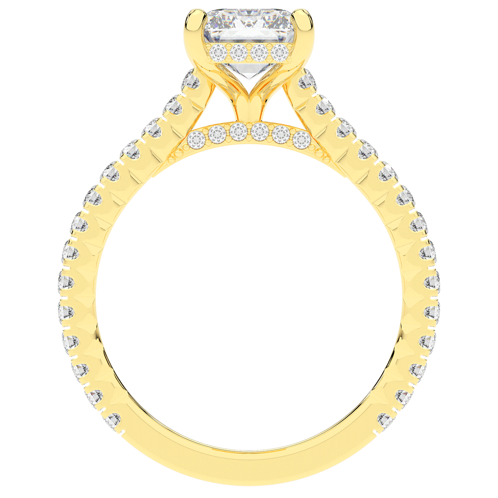 3.50CT.TW EMERALD CUT LAB DIAMOND UNDERHALO SOLITAIRE ENGAGEMENT RING - Nazarelle