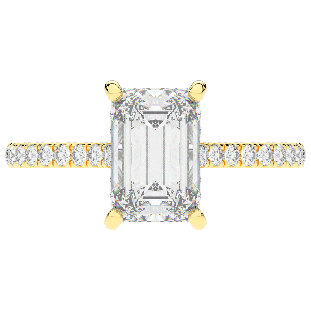 3.50CT.TW EMERALD CUT LAB DIAMOND UNDERHALO SOLITAIRE ENGAGEMENT RING - Nazarelle