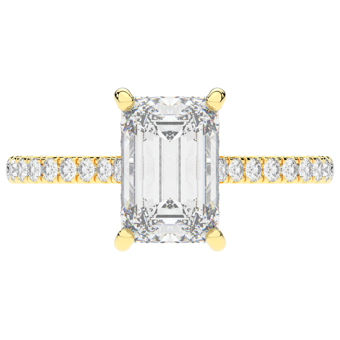 3.50CT.TW EMERALD CUT LAB DIAMOND UNDERHALO SOLITAIRE ENGAGEMENT RING - Nazarelle