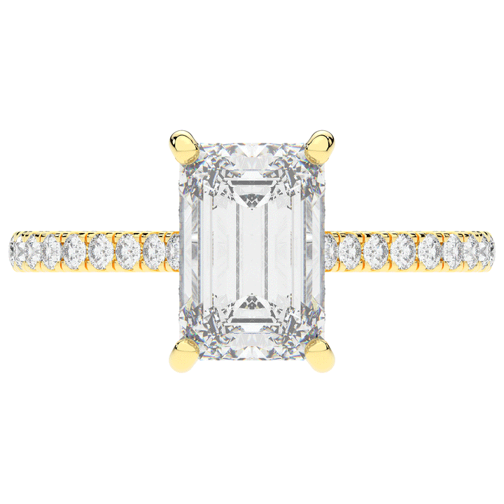 3.50CT.TW EMERALD CUT LAB DIAMOND UNDERHALO SOLITAIRE ENGAGEMENT RING - Nazarelle