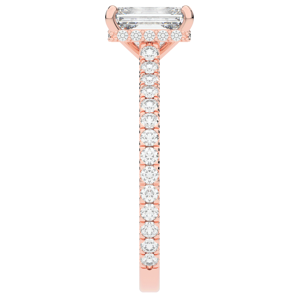 2.10CT.TW EMERALD CUT LAB DIAMOND UNDERHALO SOLITAIRE ENGAGEMENT RING - Nazarelle