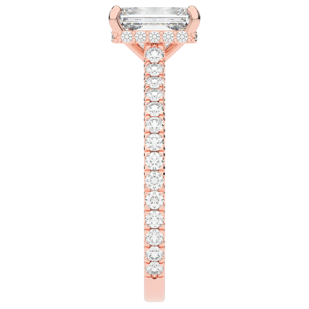 2.10CT.TW EMERALD CUT LAB DIAMOND UNDERHALO SOLITAIRE ENGAGEMENT RING - Nazarelle