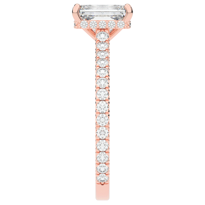 2.10CT.TW EMERALD CUT LAB DIAMOND UNDERHALO SOLITAIRE ENGAGEMENT RING - Nazarelle
