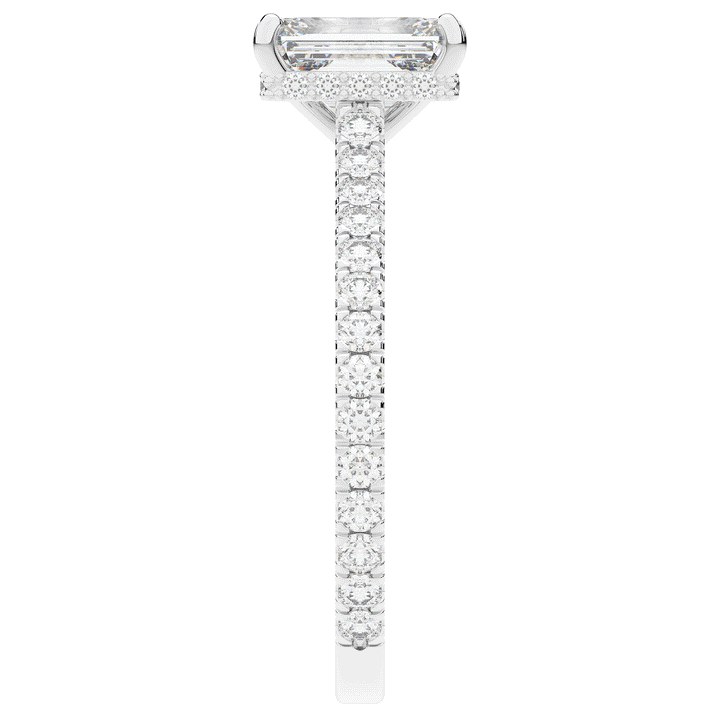 2.10CT.TW EMERALD CUT LAB DIAMOND UNDERHALO SOLITAIRE ENGAGEMENT RING - Nazarelle