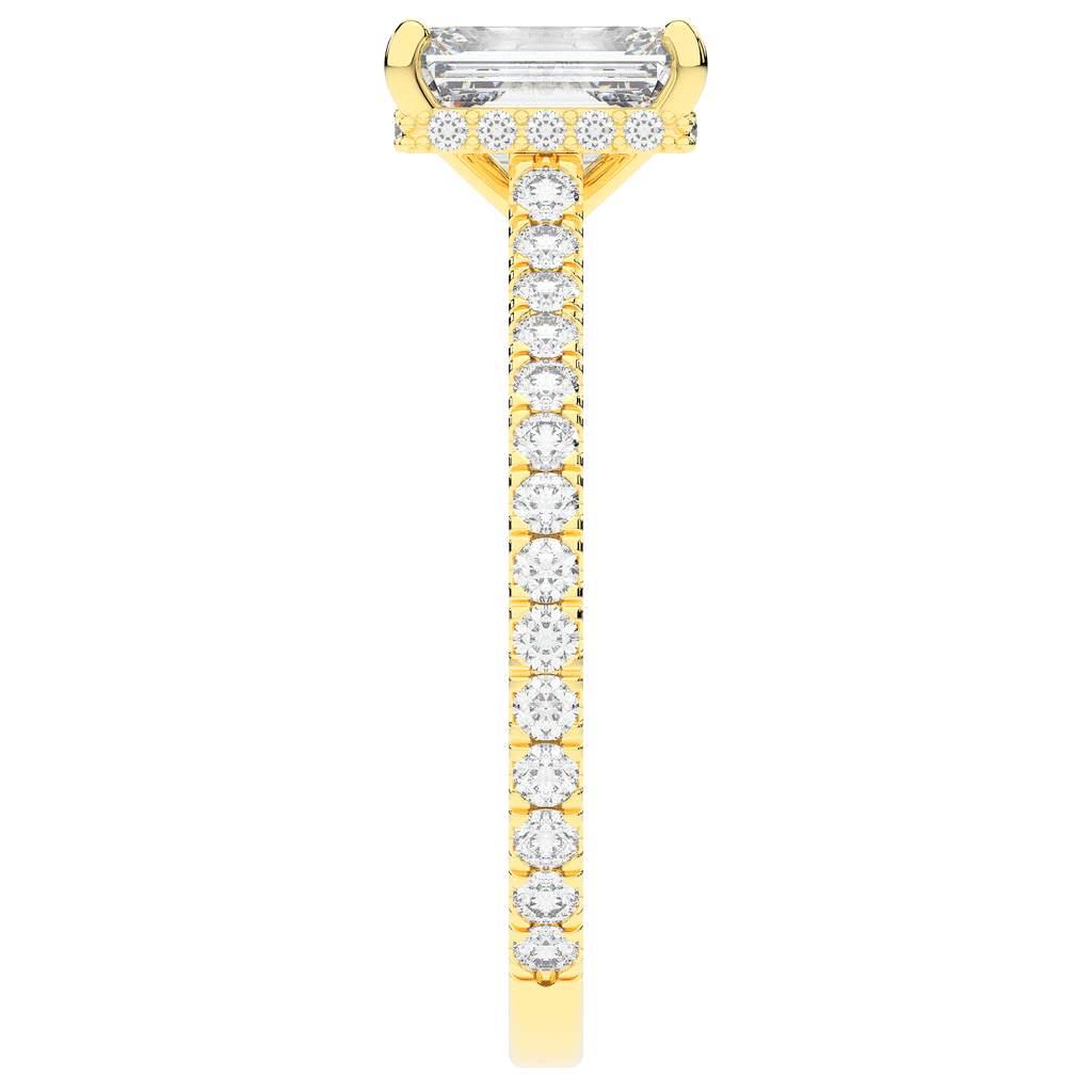 2.10CT.TW EMERALD CUT LAB DIAMOND UNDERHALO SOLITAIRE ENGAGEMENT RING - Nazarelle