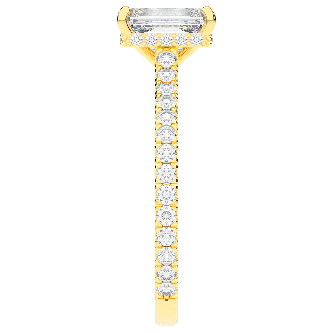 2.10CT.TW EMERALD CUT LAB DIAMOND UNDERHALO SOLITAIRE ENGAGEMENT RING - Nazarelle