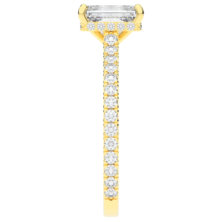 2.10CT.TW EMERALD CUT LAB DIAMOND UNDERHALO SOLITAIRE ENGAGEMENT RING - Nazarelle