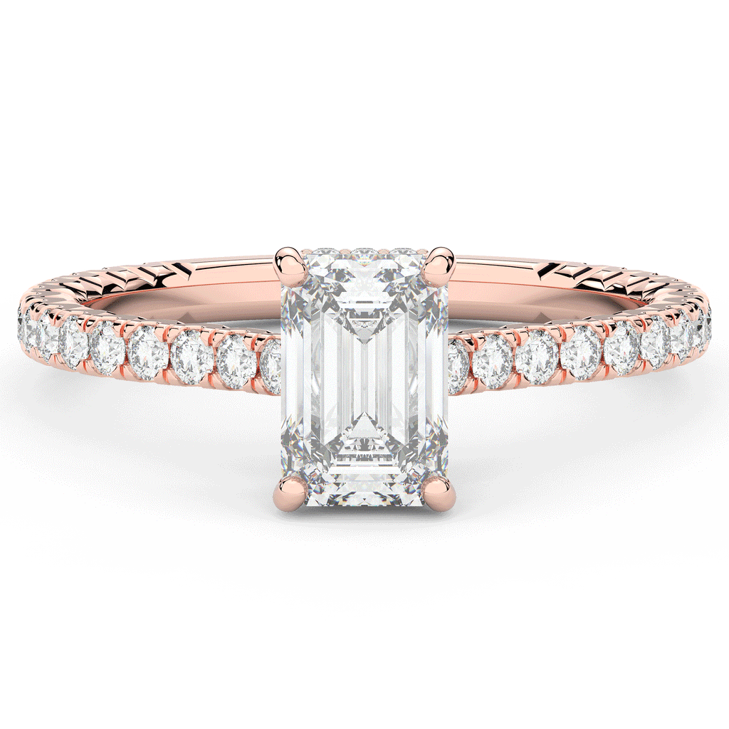 2.10CT.TW EMERALD CUT LAB DIAMOND UNDERHALO SOLITAIRE ENGAGEMENT RING - Nazarelle