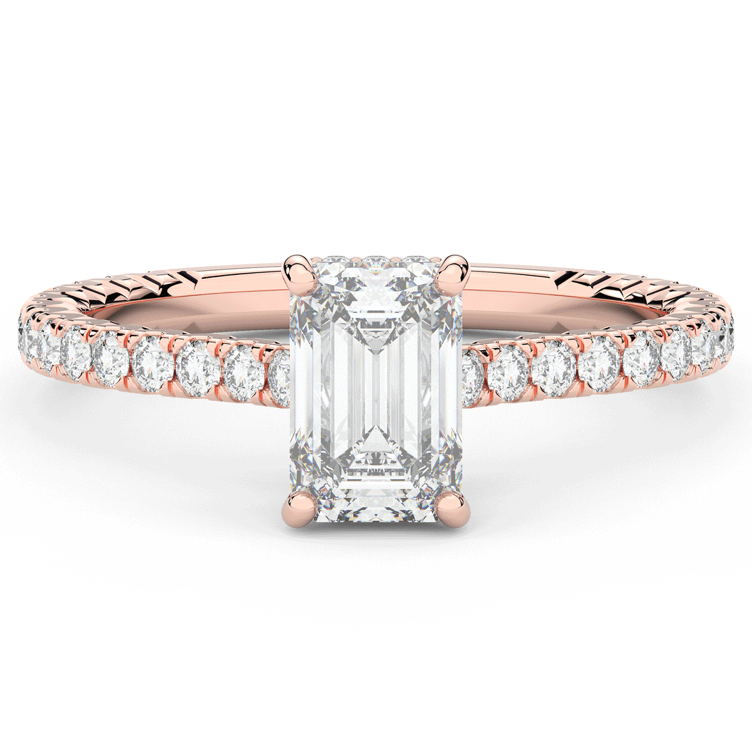 2.10CT.TW EMERALD CUT LAB DIAMOND UNDERHALO SOLITAIRE ENGAGEMENT RING - Nazarelle