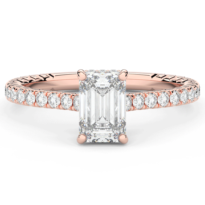2.10CT.TW EMERALD CUT LAB DIAMOND UNDERHALO SOLITAIRE ENGAGEMENT RING - Nazarelle