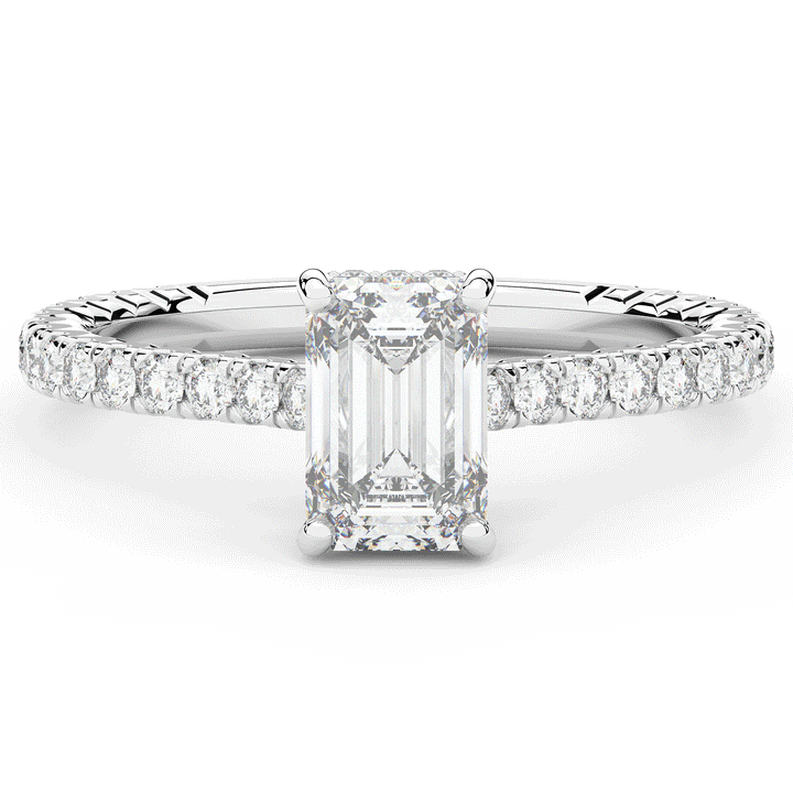 2.10CT.TW EMERALD CUT LAB DIAMOND UNDERHALO SOLITAIRE ENGAGEMENT RING - Nazarelle