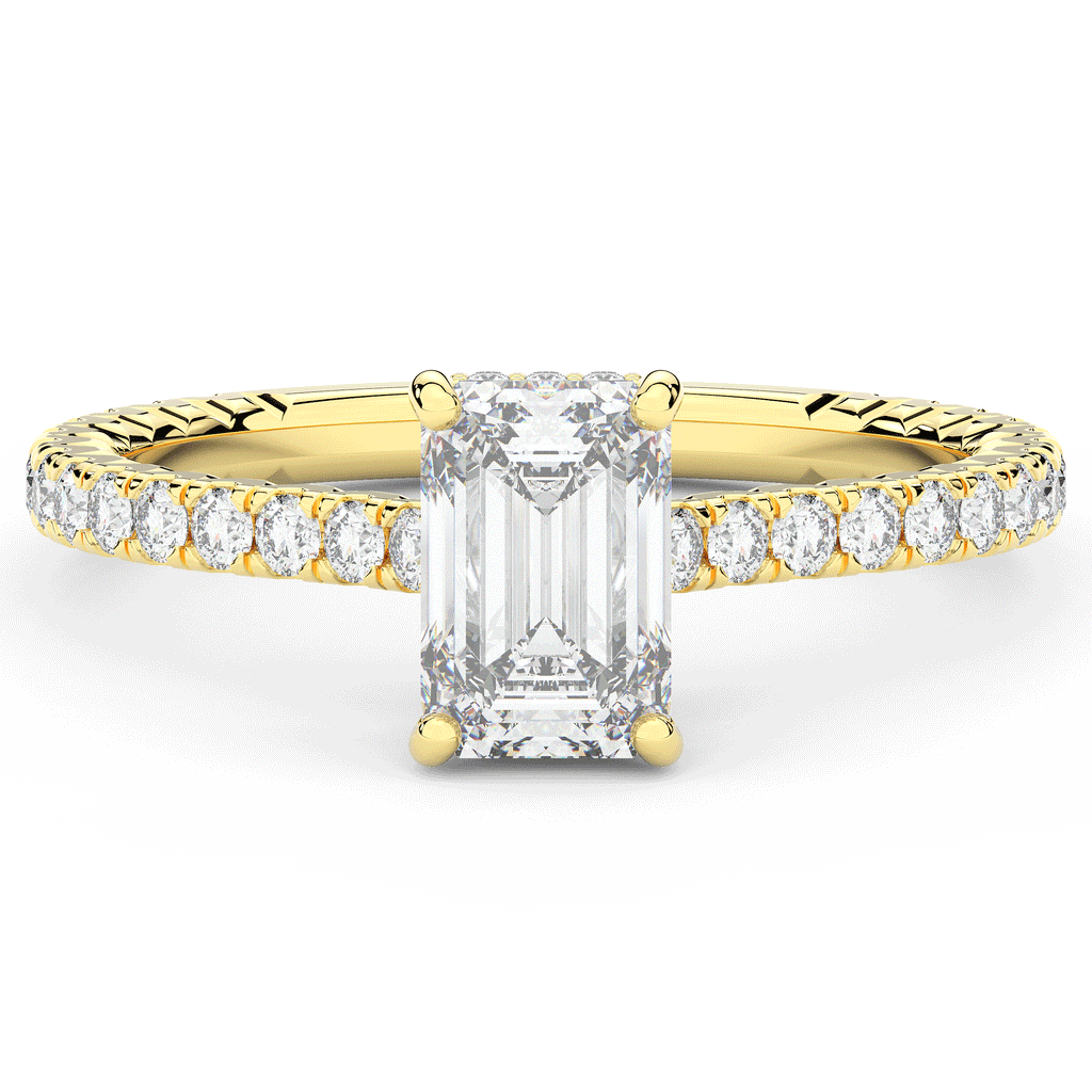 2.10CT.TW EMERALD CUT LAB DIAMOND UNDERHALO SOLITAIRE ENGAGEMENT RING - Nazarelle