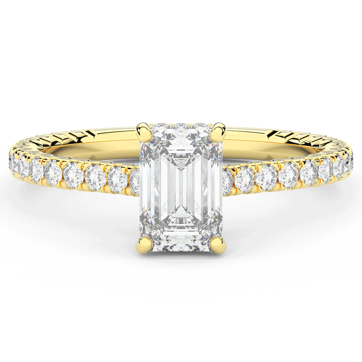 2.10CT.TW EMERALD CUT LAB DIAMOND UNDERHALO SOLITAIRE ENGAGEMENT RING - Nazarelle