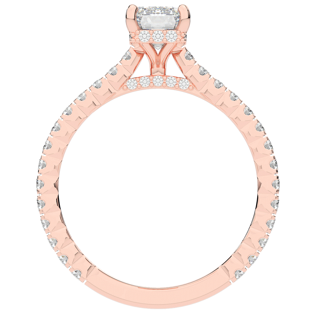 2.10CT.TW EMERALD CUT LAB DIAMOND UNDERHALO SOLITAIRE ENGAGEMENT RING - Nazarelle