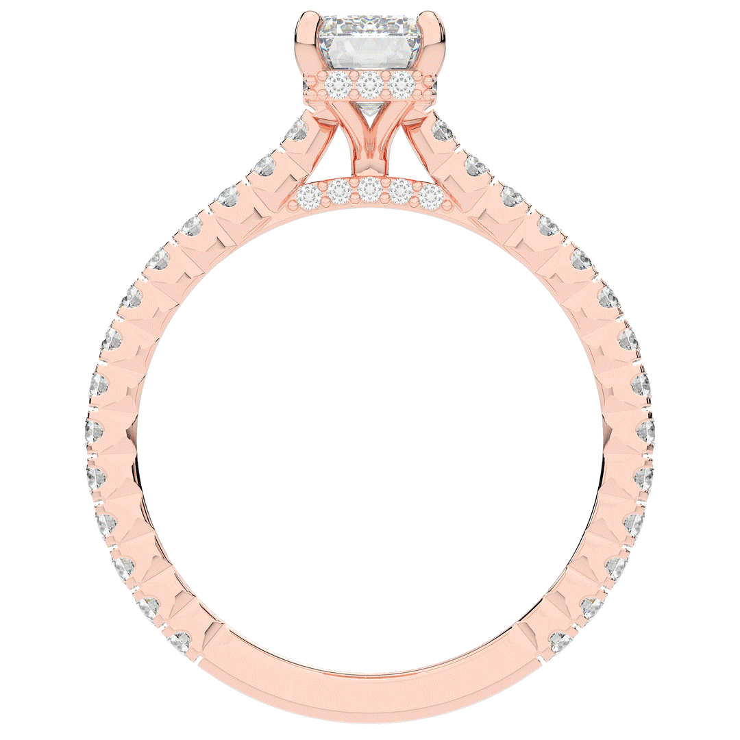 2.10CT.TW EMERALD CUT LAB DIAMOND UNDERHALO SOLITAIRE ENGAGEMENT RING - Nazarelle